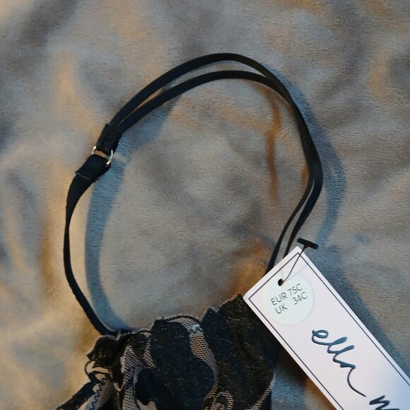Ella M Women's Sheer Mesh and Black Lace Underwire Bra EUR Size 75 C    NWT - Picture 3 of 6
